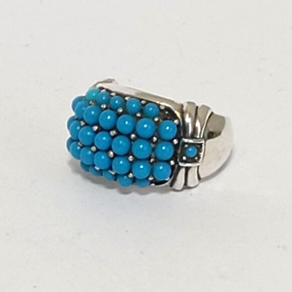 Vintage Boho Chunky Zuni Snake Eye Turquoise Cluster Sterling Silver Ring 8 - Picture 3 of 12